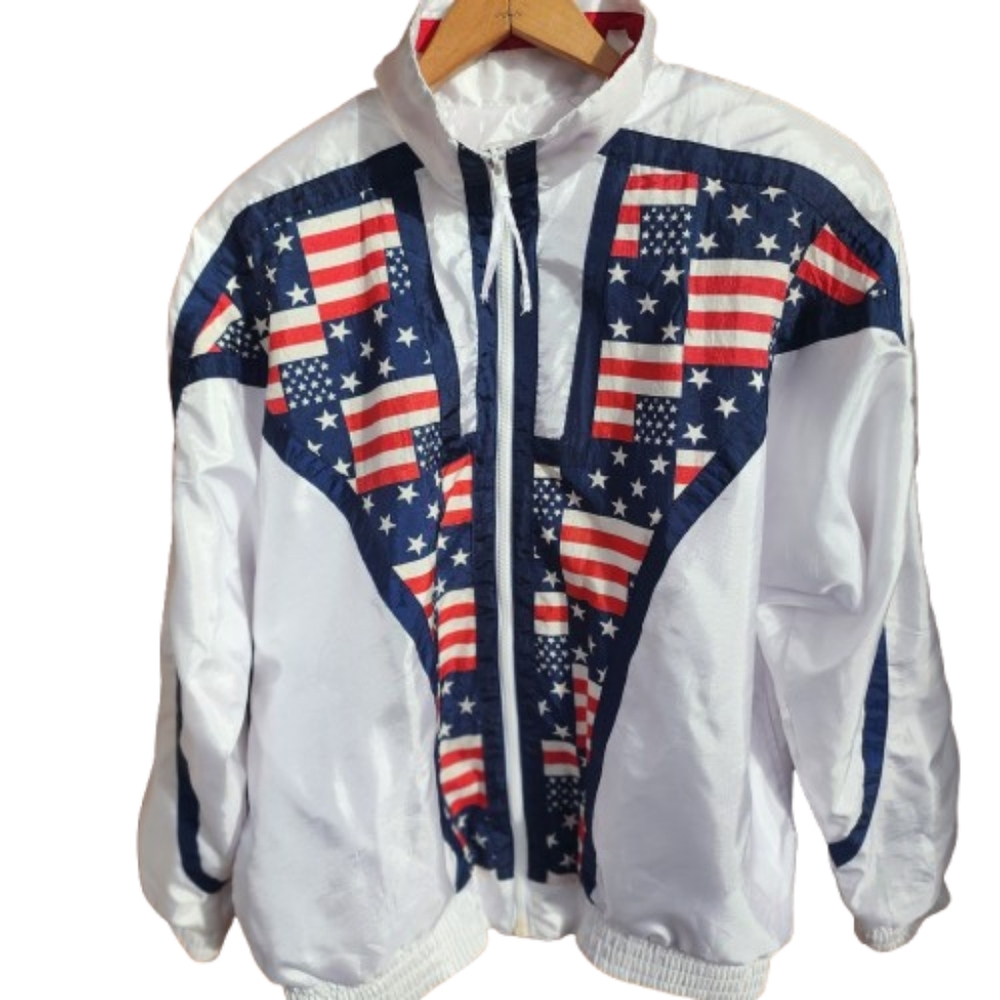 Womens MP Lavon Olympic Stars & Stripes Windbreaker Athleisure Track Jacket